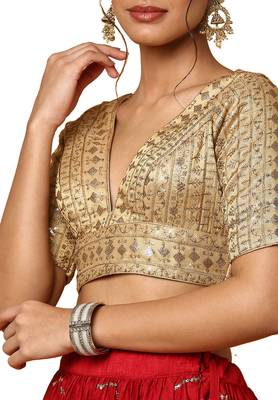 Golden Silk Silver Embroidered Readymade Blouse 5