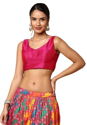 Maroon Silk Embroidered Sleeveless Blouse 1