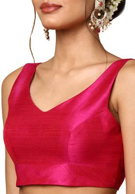 Maroon Silk Embroidered Sleeveless Blouse 5