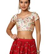 Salwar Studio Women's Gold Silk Blend Readymade Saree Blouse