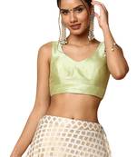 Salwar Studio Women's Pista Green Silk Blend Readymade Saree Blouse