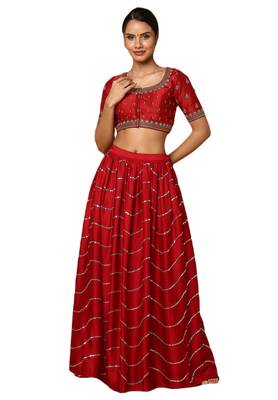 Salwar Studio Women's Maroon Silk Blend Readymade Saree Blouse 5