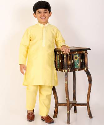 yellow Stripes SIlk Jacquard Kurta Pajama Set // Traditional Wear 1