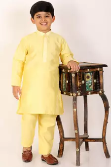 yellow Stripes SIlk Jacquard Kurta Pajama Set // Traditional Wear