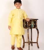 yellow Stripes SIlk Jacquard Kurta Pajama Set // Traditional Wear