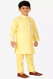 yellow Stripes SIlk Jacquard Kurta Pajama Set // Traditional Wear