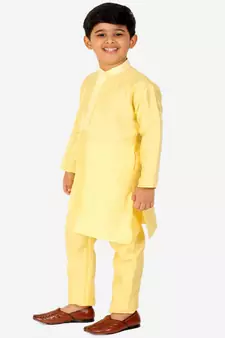 yellow Stripes SIlk Jacquard Kurta Pajama Set // Traditional Wear