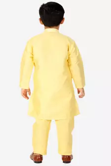 yellow Stripes SIlk Jacquard Kurta Pajama Set // Traditional Wear