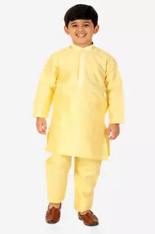 yellow Stripes SIlk Jacquard Kurta Pajama Set // Traditional Wear