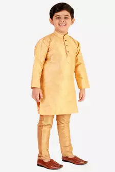 Brown Stripes SIlk Jacquard Kurta Pajama Set // Traditional Wear