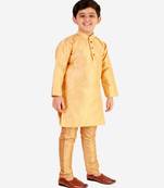 Brown Stripes SIlk Jacquard Kurta Pajama Set // Traditional Wear