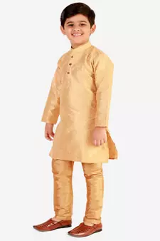 Brown Stripes SIlk Jacquard Kurta Pajama Set // Traditional Wear