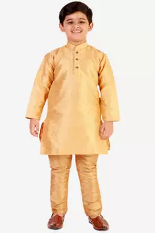 Brown Stripes SIlk Jacquard Kurta Pajama Set // Traditional Wear