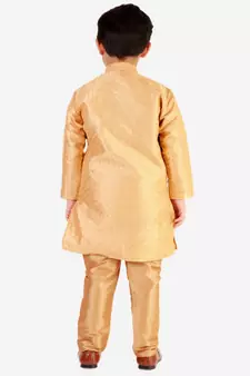 Brown Stripes SIlk Jacquard Kurta Pajama Set // Traditional Wear