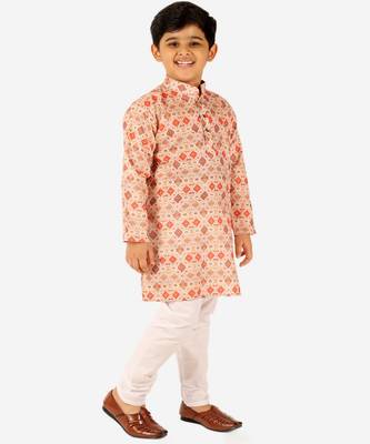 Orange Stripes SIlk Jacquard Kurta Pajama Set // Traditional Wear 1