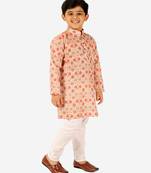 Orange Stripes SIlk Jacquard Kurta Pajama Set // Traditional Wear