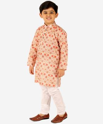 Orange Stripes SIlk Jacquard Kurta Pajama Set // Traditional Wear 2