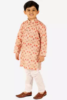 Orange Stripes SIlk Jacquard Kurta Pajama Set // Traditional Wear