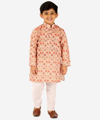 Orange Stripes SIlk Jacquard Kurta Pajama Set // Traditional Wear 3
