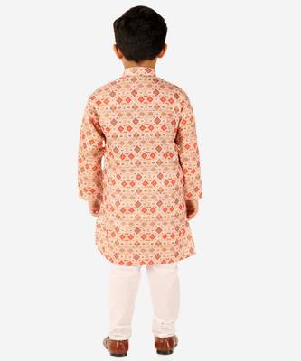 Orange Stripes SIlk Jacquard Kurta Pajama Set // Traditional Wear 4