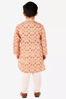 Orange Stripes SIlk Jacquard Kurta Pajama Set // Traditional Wear