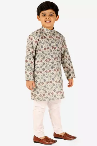 Blue Stripes SIlk Jacquard Kurta Pajama Set // Traditional Wear