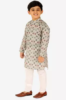 Blue Stripes SIlk Jacquard Kurta Pajama Set // Traditional Wear