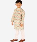 Green Stripes SIlk Jacquard Kurta Pajama Set // Traditional Wear