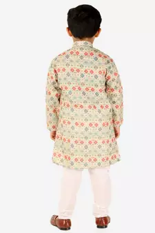 Green Stripes SIlk Jacquard Kurta Pajama Set // Traditional Wear