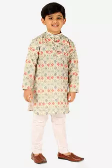 Green Stripes SIlk Jacquard Kurta Pajama Set // Traditional Wear