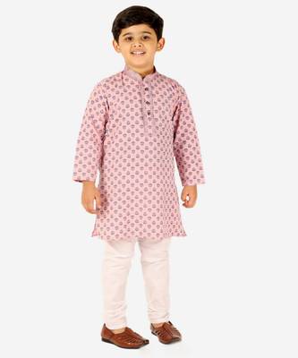 Peach Stripes SIlk Jacquard Kurta Pajama Set // Traditional Wear 1