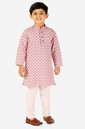 Peach Stripes SIlk Jacquard Kurta Pajama Set // Traditional Wear