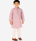 Peach Stripes SIlk Jacquard Kurta Pajama Set // Traditional Wear