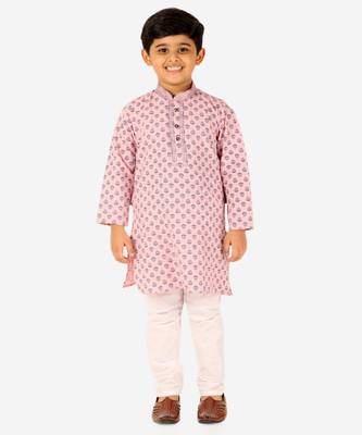 Peach Stripes SIlk Jacquard Kurta Pajama Set // Traditional Wear 3