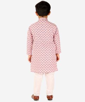 Peach Stripes SIlk Jacquard Kurta Pajama Set // Traditional Wear 4