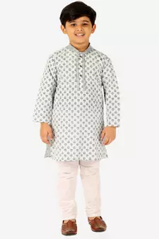 Light Blue Stripes SIlk Jacquard Kurta Pajama Set // Traditional Wear