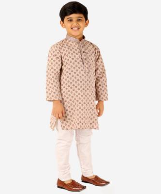 Brown Stripes Cotton Jacquard Kurta Pajama Set // Traditional Wear 1