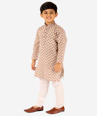 Brown Stripes Cotton Jacquard Kurta Pajama Set // Traditional Wear 2