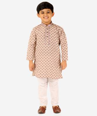 Brown Stripes Cotton Jacquard Kurta Pajama Set // Traditional Wear 3