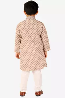 Brown Stripes Cotton Jacquard Kurta Pajama Set // Traditional Wear