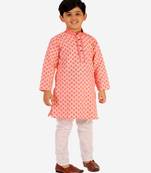 Red Stripes Cotton Jacquard Kurta Pajama Set // Traditional Wear