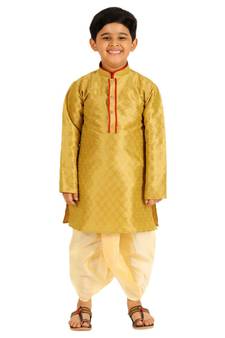 Mehndi Stripes Cotton Jacquard Kurta Pajama Set // Traditional Wear