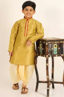 Mehndi Stripes Cotton Jacquard Kurta Pajama Set // Traditional Wear
