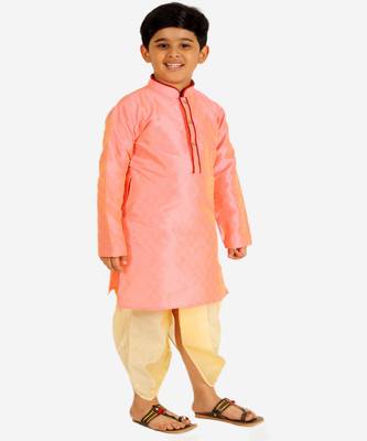 Pink Stripes Cotton Jacquard Kurta Pajama Set // Traditional Wear 1