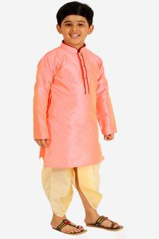 Pink Stripes Cotton Jacquard Kurta Pajama Set // Traditional Wear