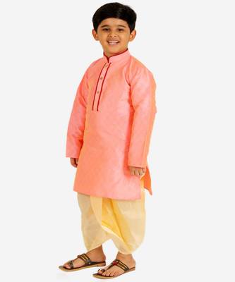 Pink Stripes Cotton Jacquard Kurta Pajama Set // Traditional Wear 2