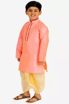 Pink Stripes Cotton Jacquard Kurta Pajama Set // Traditional Wear