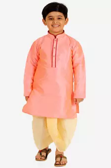 Pink Stripes Cotton Jacquard Kurta Pajama Set // Traditional Wear