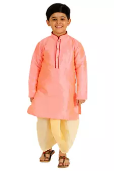 Pink Stripes Cotton Jacquard Kurta Pajama Set // Traditional Wear