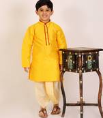 Yellow Stripes Cotton Jacquard Kurta Pajama Set // Traditional Wear